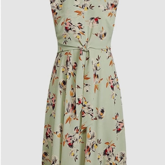 $145 Ralph Lauren Women's Green Floral-Print Crew-Neck A-Line Dress Size US 4 - Picture 3 of 12